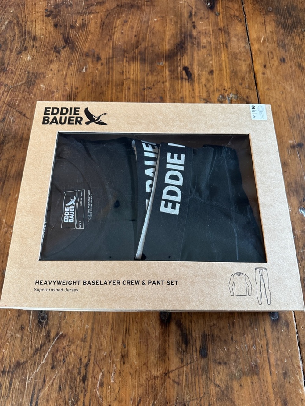 Eddie Bauer Black Heavyweight Baselayer Crew & Pant Set - Men's